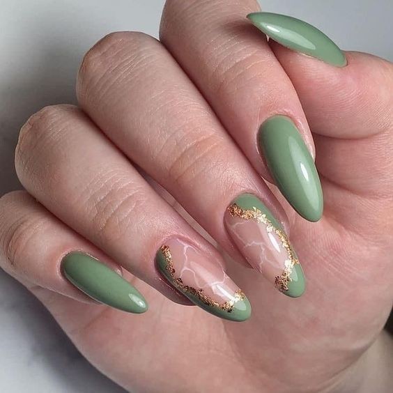 Pastel Green and Gold: