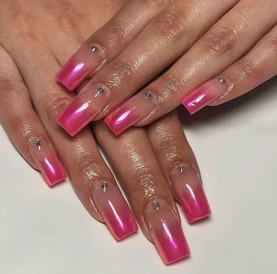 Pink Chrome Ombré Nails: