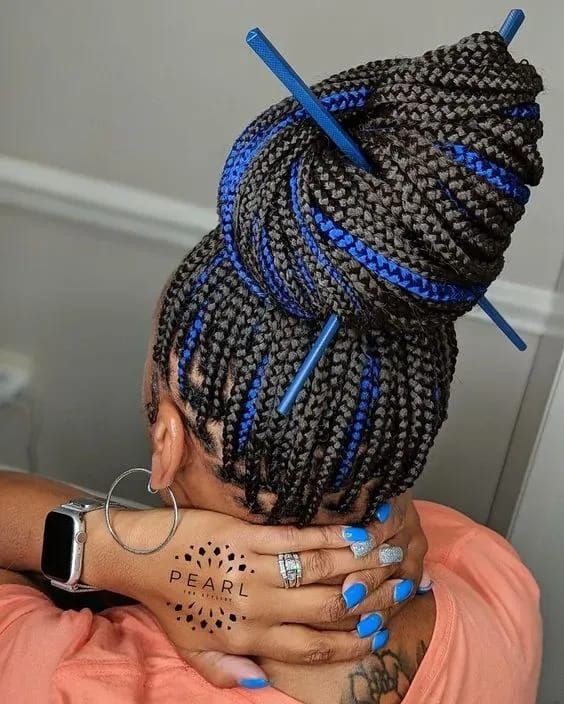 Box Braids with Colored Highlights