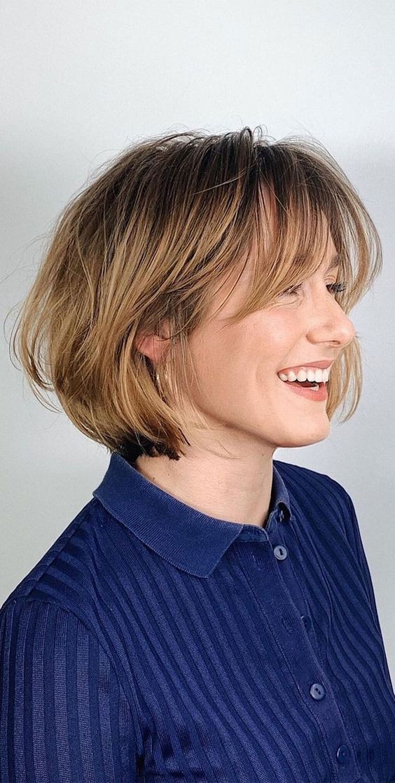 Layered Bob with Curtain Bangs