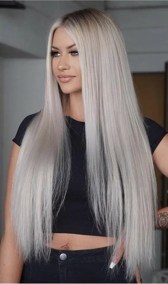 Silvery Blonde Straight: The Cool Sophisticate