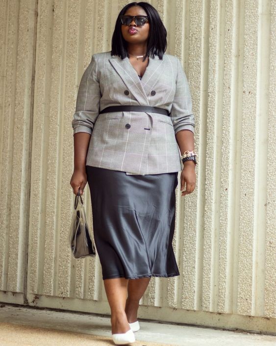 Tailored Blazer with Midi Skirt