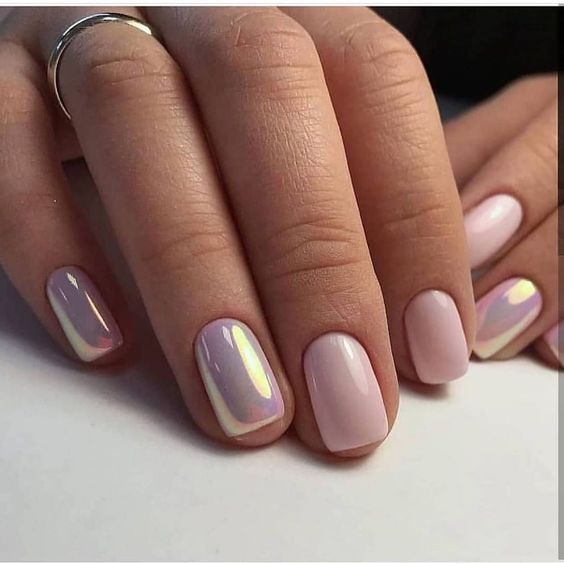 Holographic Harmony: Soft Pink Meets Futuristic Shine