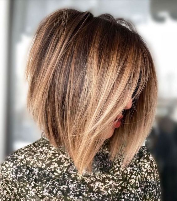 Angled Bob with Balayage Highlights