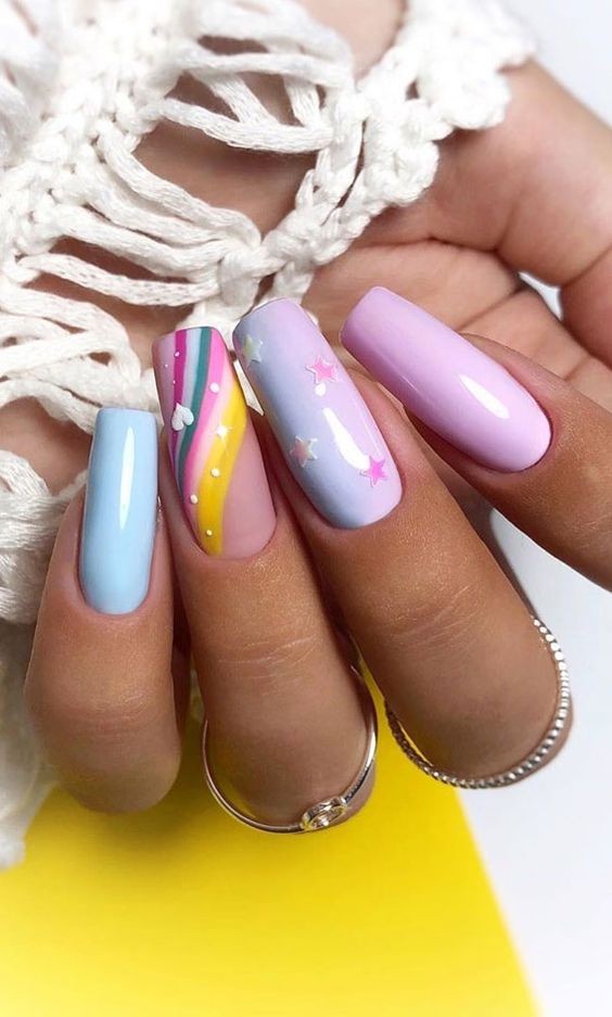 Rainbow Easter Nails: