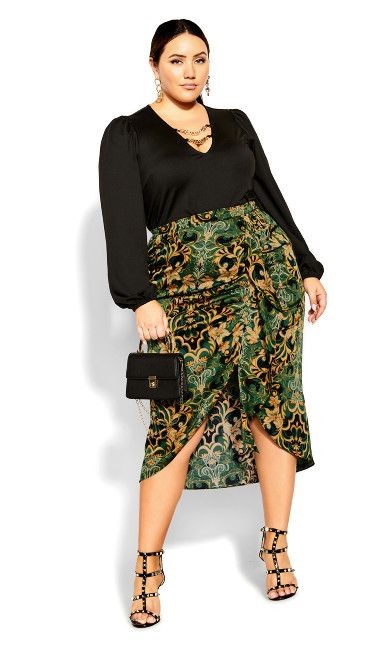 Midi Wrap Skirt and Blouse: