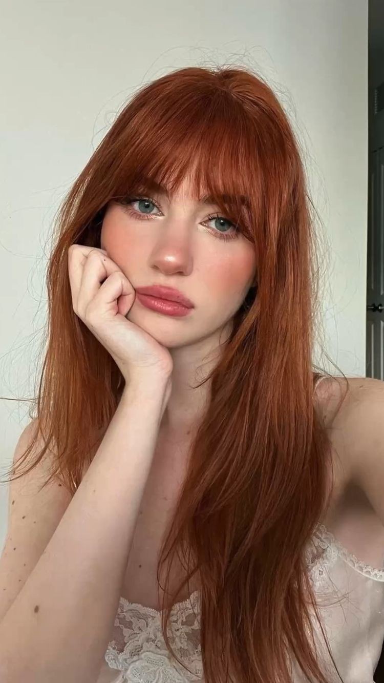 Auburn with Blunt Bangs