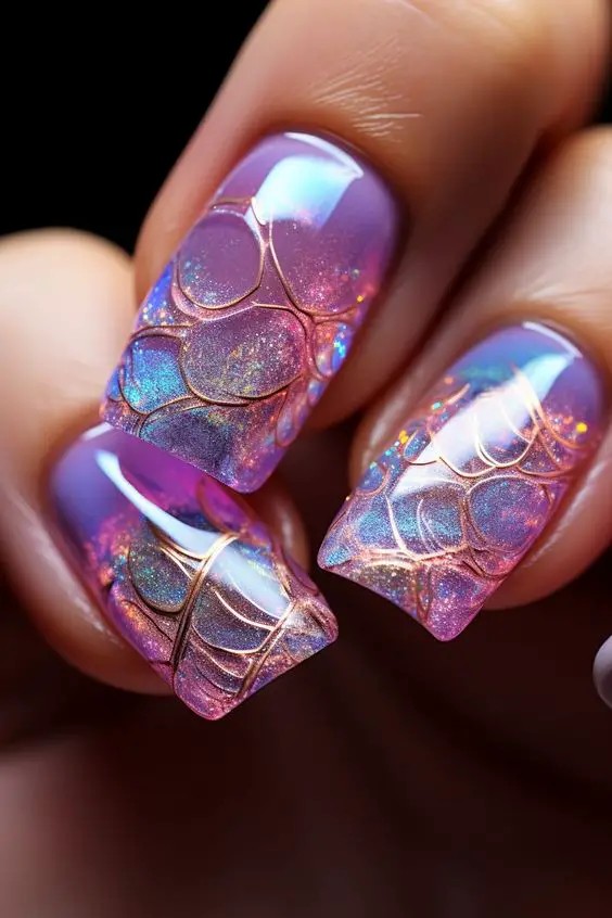 Iridescent Holographic Nails: