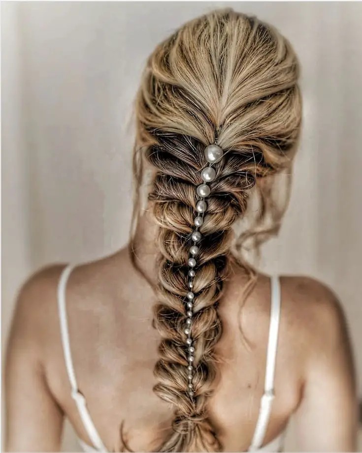 Fishtail Braid with Ribbon Accent