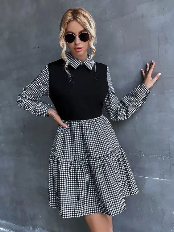 Gingham Dress and Sneakers: