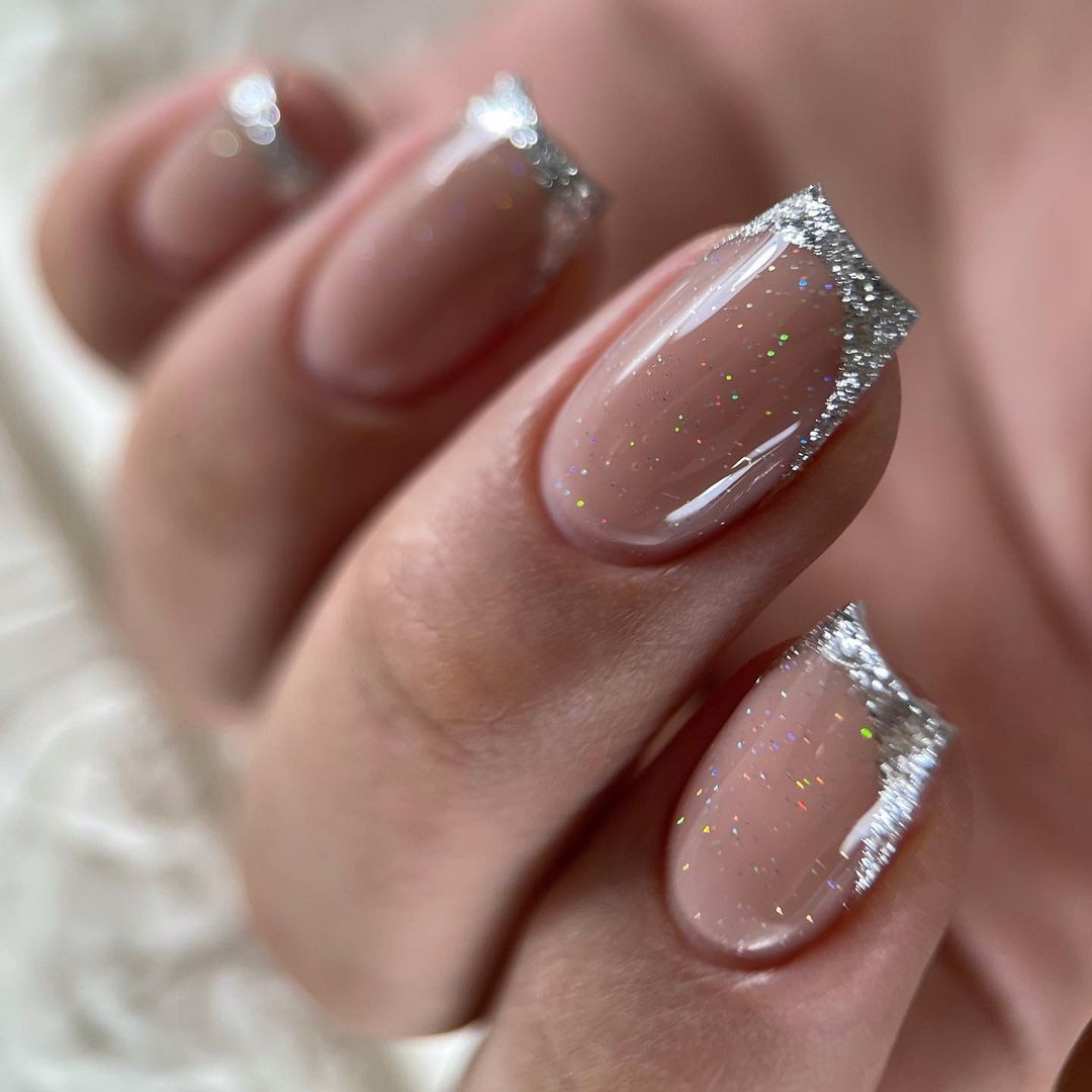 Sparkling Simplicity: Glitter French Tips