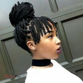 Box Braids Bob with Bangs: