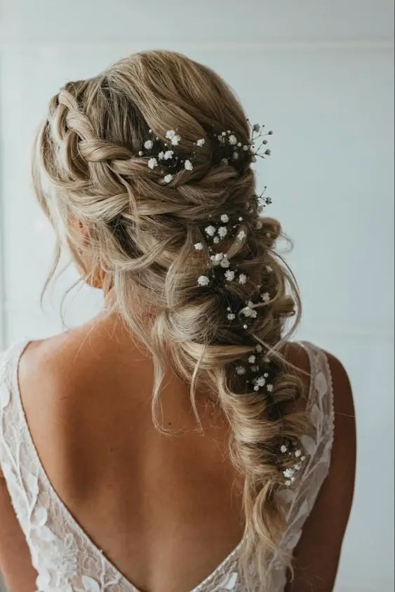 Loose Boho Braid with Flowers