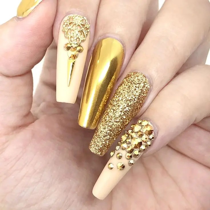 Gold Chrome with Rhinestone Accents: