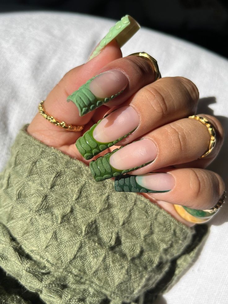 Olive Green French Tips: