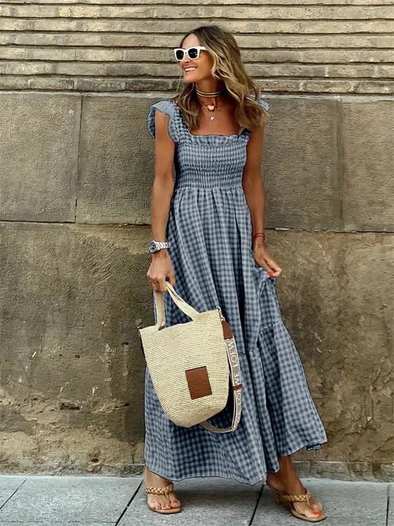 Gingham Glamour: Casual Chic