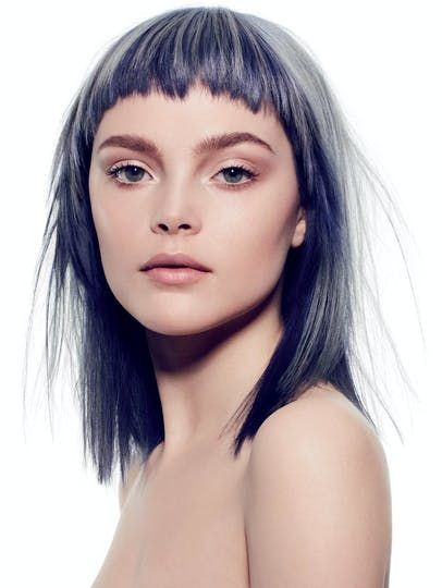 Mystical Midnight: Cool Blue Bob with Bangs