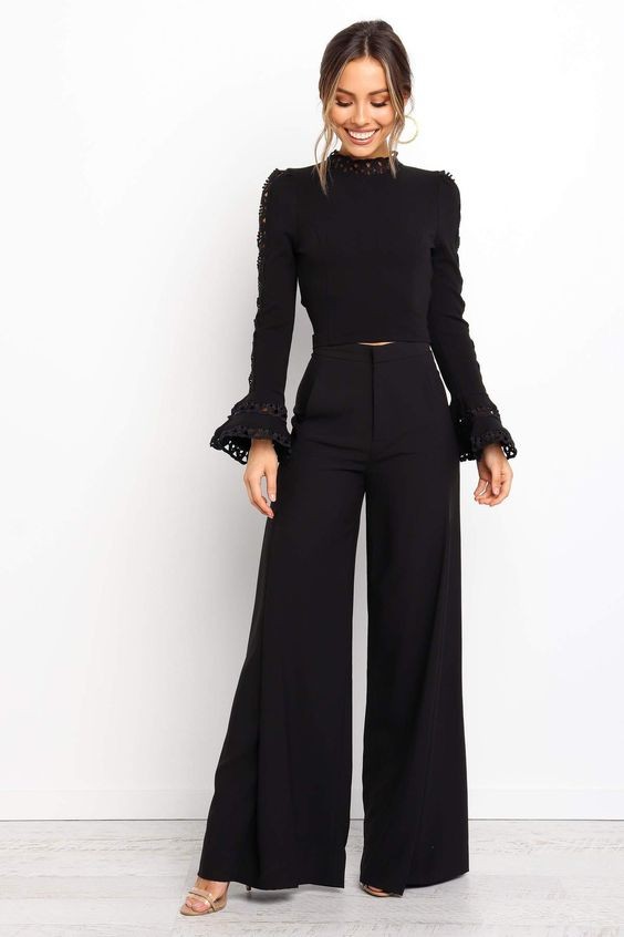 Cashmere Turtleneck and Wide-Leg Pants