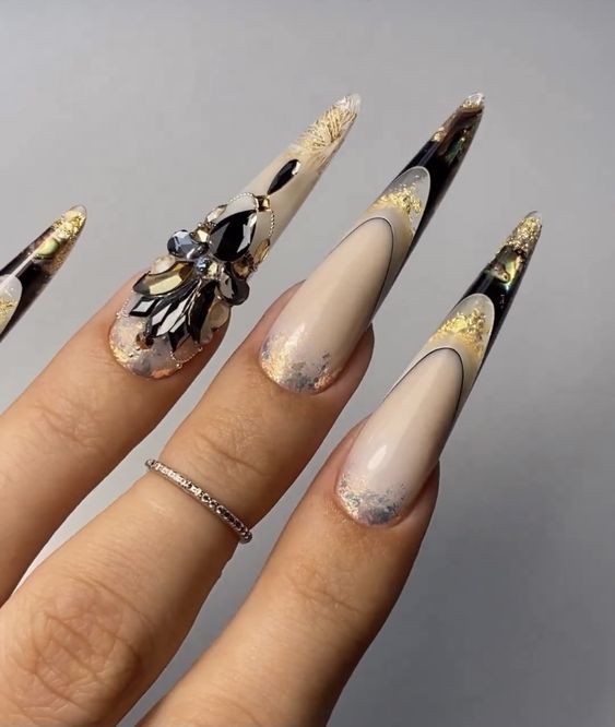 Dramatic Flair with Stiletto Black and Gold