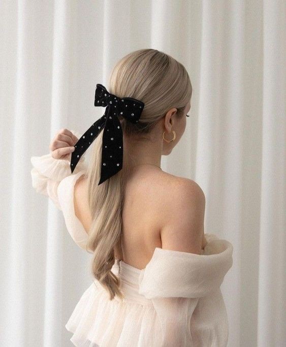 Twist Ponytail with Ribbon Accent