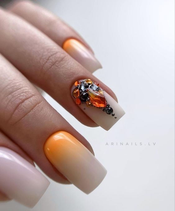 Orange Splash with Dark Gemstones