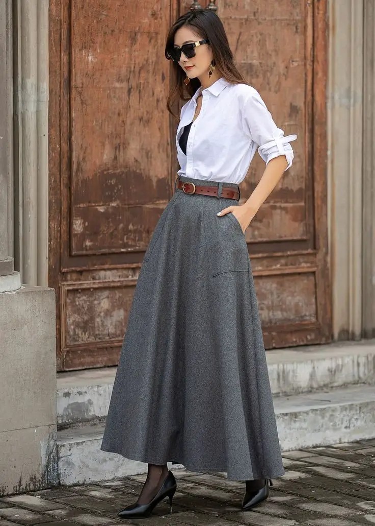 Structured Blouse and A-Line Skirt