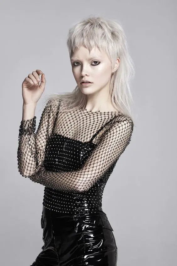 The Modern Muse: Platinum Wolf Cut with a Punk Edge