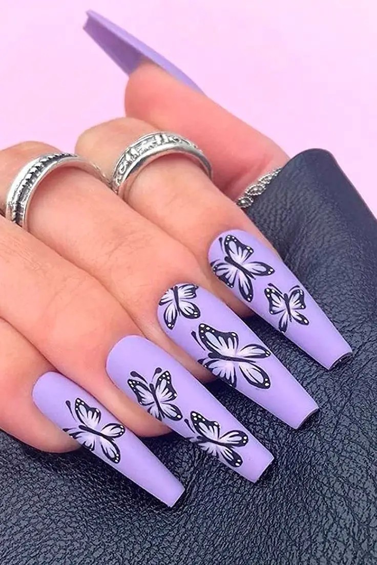 Soft Lavender Coffin Nails