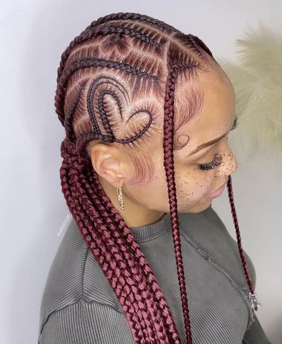 Cornrow Ponytail with Tribal Patterns