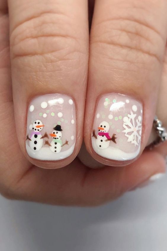 Snowy Snow Globe Nails