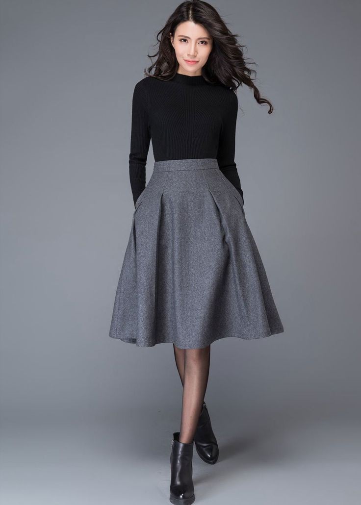 Midi Skirt and Ankle Boots