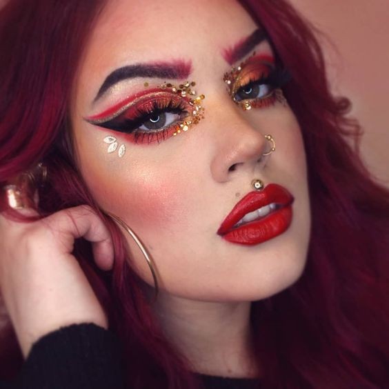 Crimson and Gold Cut Crease