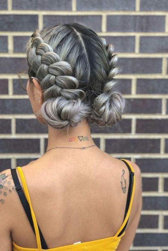 Double Dutch Braids with Low Bun