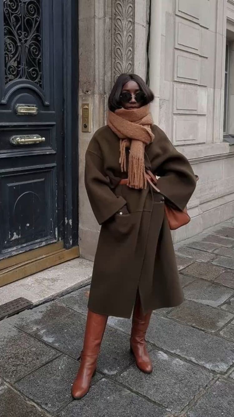 Camel Coat and Midi Skirt