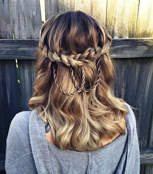 Half-Down Hairstyle with a Pinned Braid