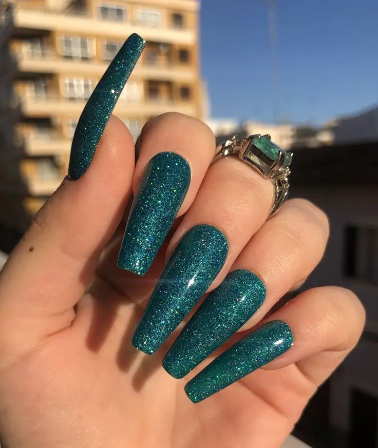 Dark Teal Nails