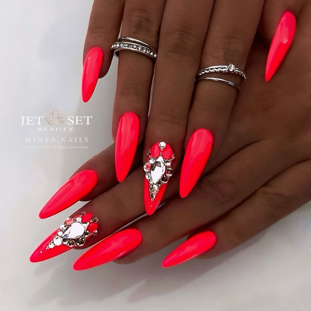 Neon Coral with Luxe Rhinestones