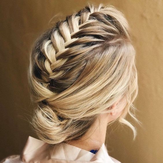 Idea 11: Braided Updo for Medium-Length Hair