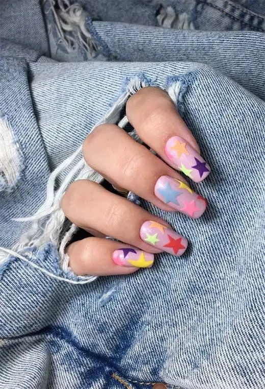 Gradient Stars Nails: