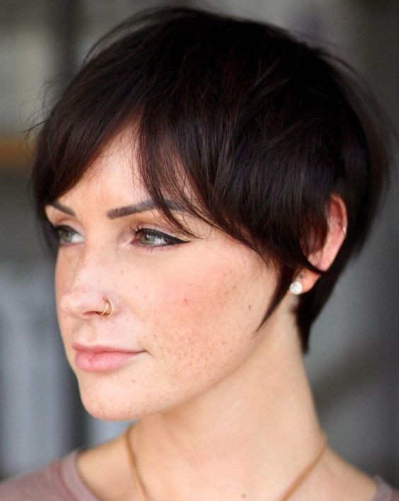 Layered Pixie Cut with Curtain Bangs