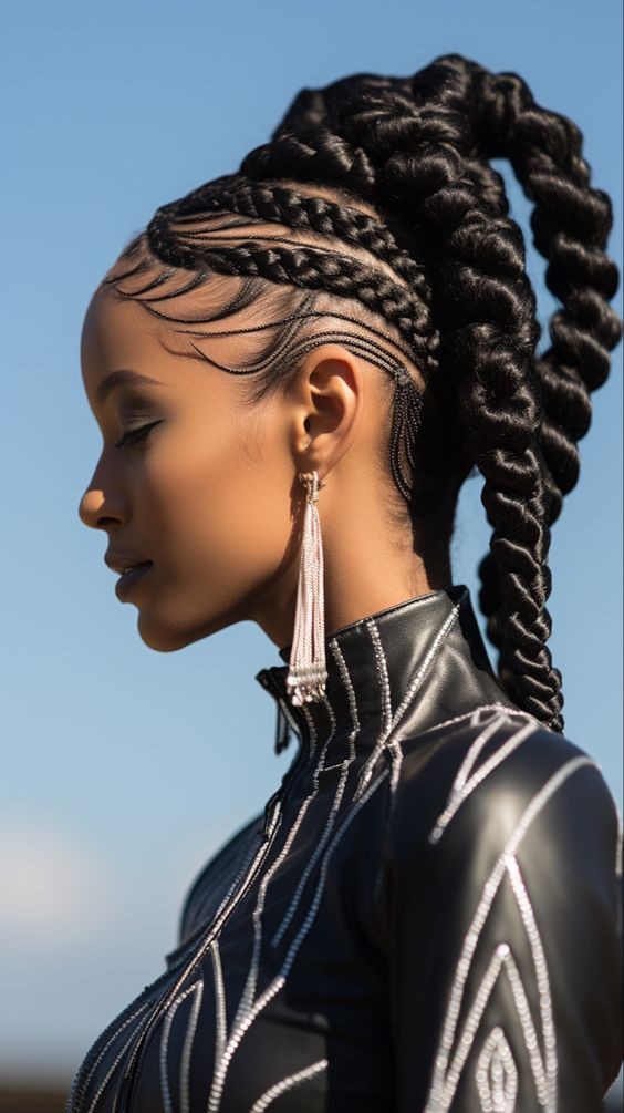 The Graceful Allure of Swirling Cornrows