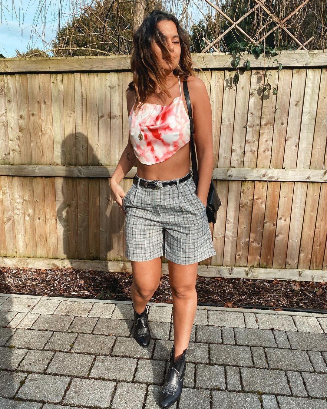 Summer Vibes in Plaid Grey Shorts