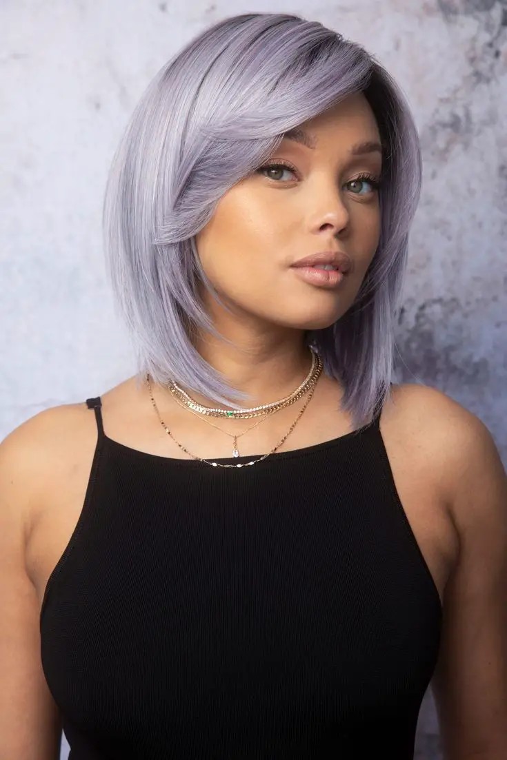 Sleek Bob with Side-Swept Fringe