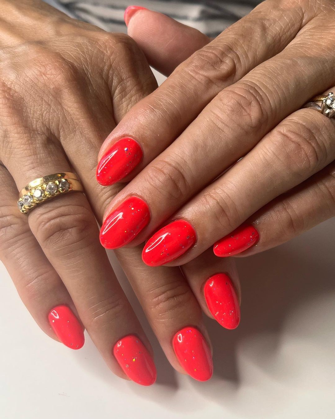 Glitter-Infused Coral Elegance