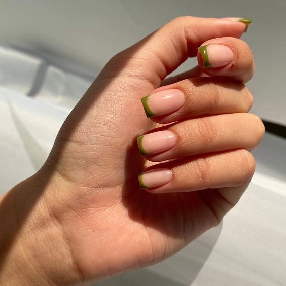 Olive Green French Tips