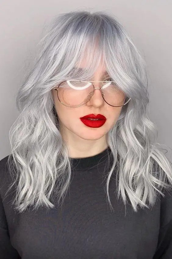 Smoky Gray with Curtain Bangs