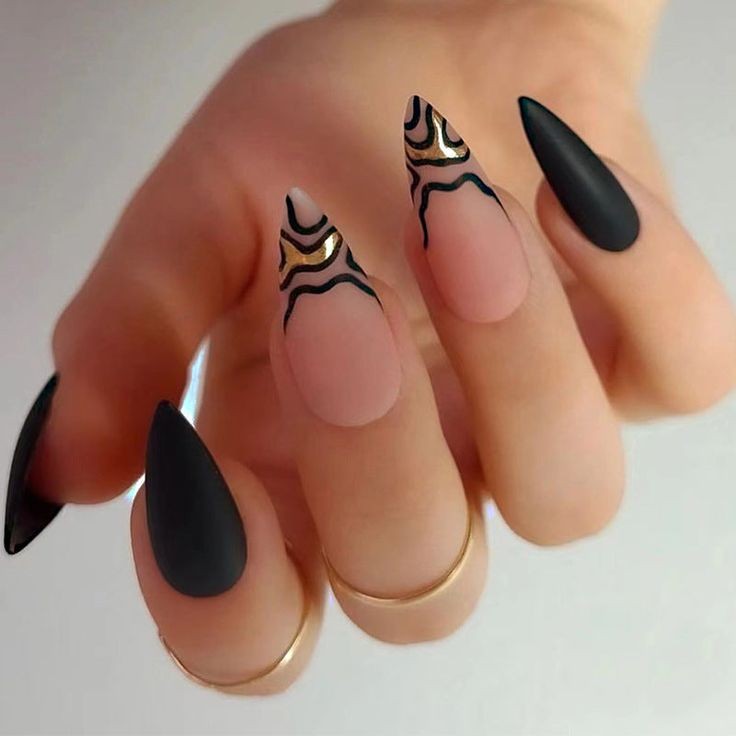 Negative Space Black Nails: