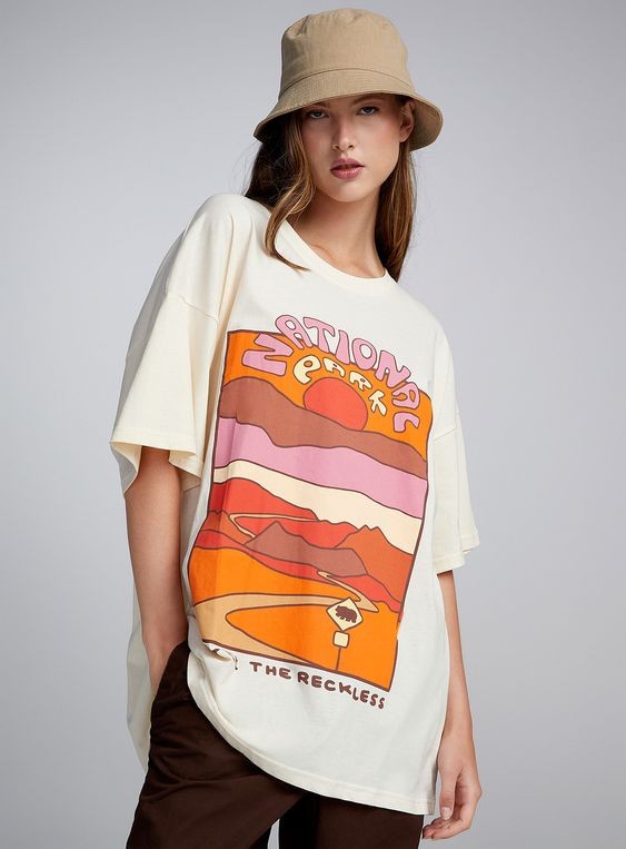 A Cream-Colored T-Shirt with a Retro Graphic