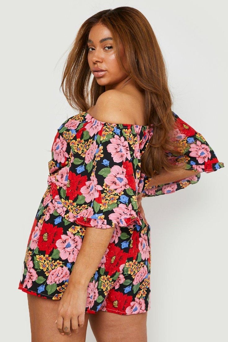 Floral Print Romper with Tassel Earrings