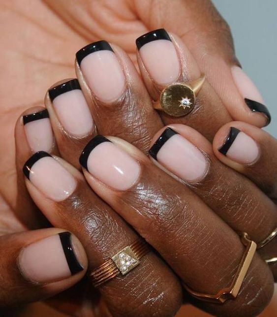 Black-Tipped French Nails: